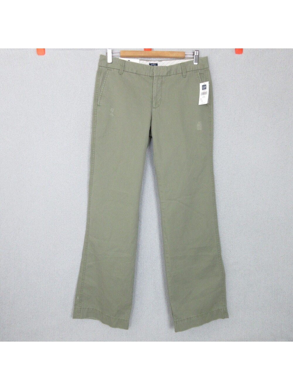 NWT GAP Pants Womens 4 Boy Cut Low Waist Olive Green Cotton Chino 32x32.5